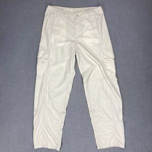 Columbia Cargo Pants Women M Beige High Waist Roll Tab Outdoor Hiking Breathable